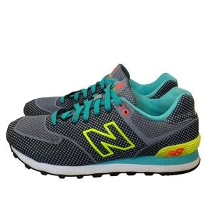New Balance 574 Neon Woven Pack - Blue Green Pink - Size 7 - Women’s Sneaker